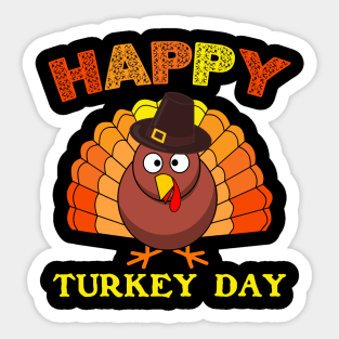 Happy Turkey Day Cute Little Pilgrim Gift Thanksgiving Sticker